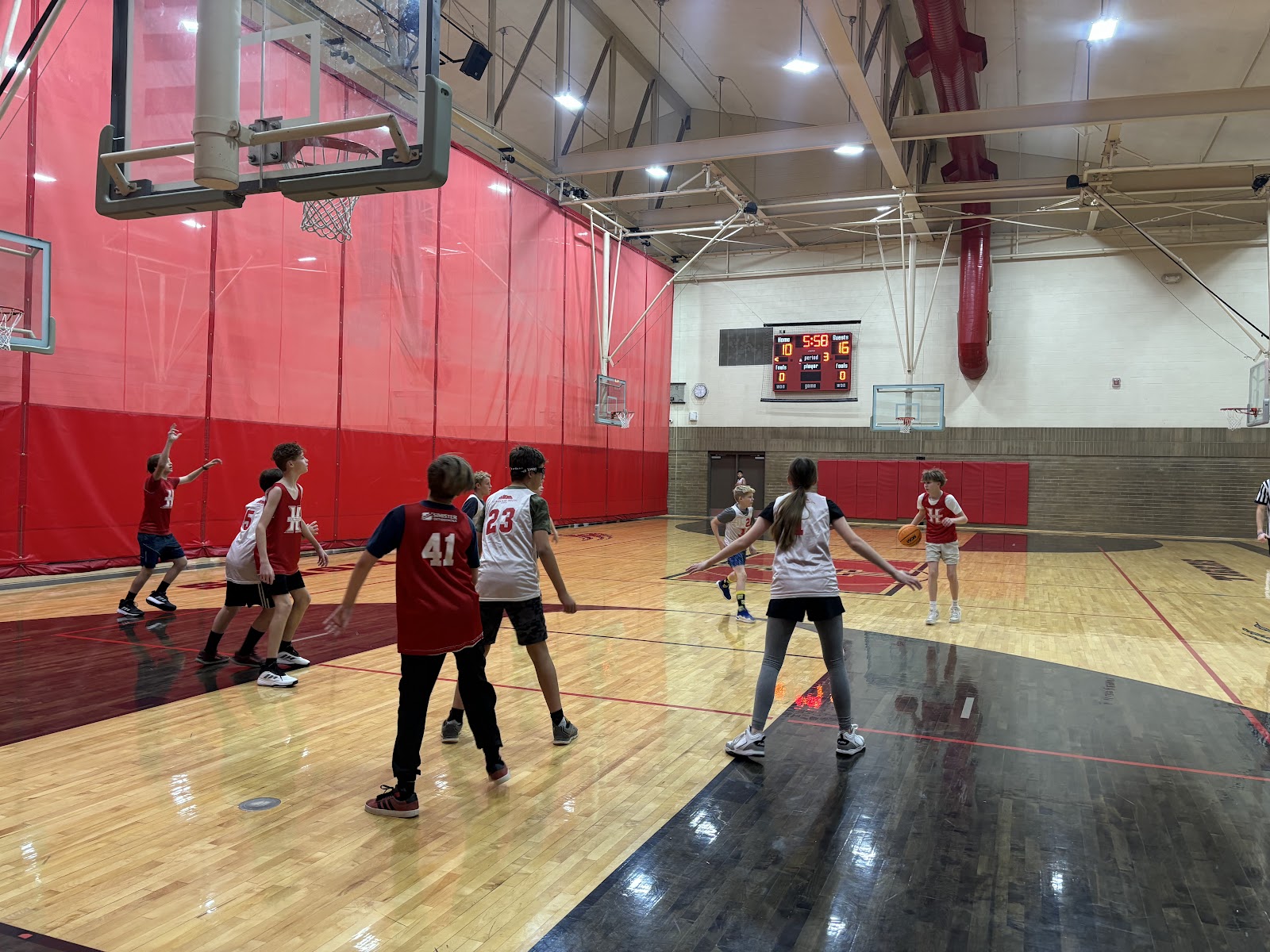 Students playing basketball